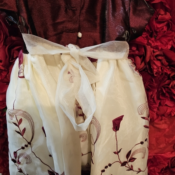 Swea Pea & Lilli Toddler Dress Size Large Burgundy & Cream Dress Floral Like New - Picture 4 of 6